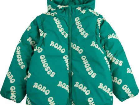 Bobo Choses Green Wavy Bobo Choses All Over Light Padded Anorak Supply