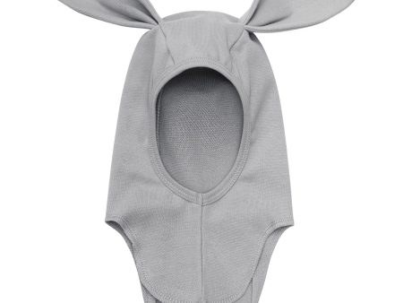 Huttelihut Light Grey Melange Balaclava Ears Cotton Rib Fashion