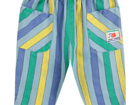 Bobo Choses Light Blue Multicolor Stripes Denim Pants Online now