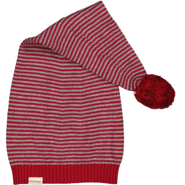 MarMar Cotton Rayon Knit Stripe Hibiscus Red Stripe Alfen Christmas Hat For Discount