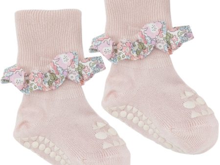 Gobabygo Soft Pink   Michelle Pink Non-slip Socks Bamboo   Liberty Sale