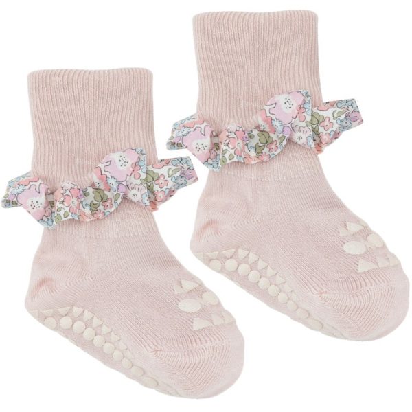 Gobabygo Soft Pink   Michelle Pink Non-slip Socks Bamboo   Liberty Sale