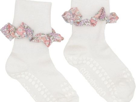 Gobabygo Off White   Michelle Pink Non-slip Socks Bamboo   Liberty For Cheap