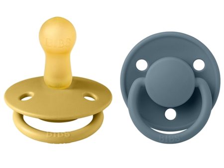 Bibs De Lux Latex Pacifiers 2-pak Round Mustard Petrol Online now