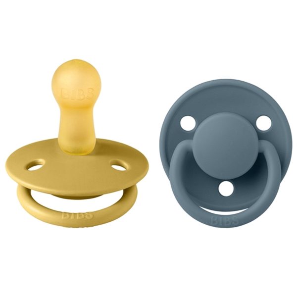 Bibs De Lux Latex Pacifiers 2-pak Round Mustard Petrol Online now