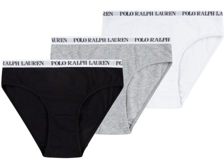 Polo Ralph Lauren White Polo Black Solid 3 Pack Bikini For Sale