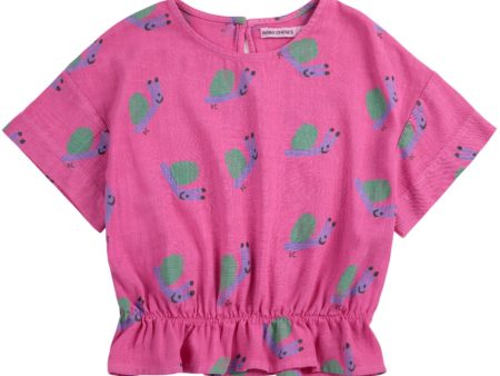 Bobo Choses Fuchsia Funny Snail All Over Woven Blouse Online Hot Sale