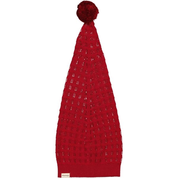 MarMar Cotton Rayon Knit Lace Hibiscus Red Alfen Christmas Hat Hot on Sale