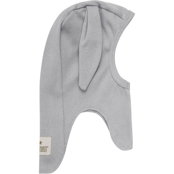 Huttelihut Light Grey Melange Balaclava Ears Cotton Rib Fashion