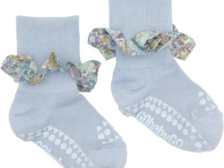 Gobabygo Sky Blue   Michelle Purple Non-slip Socks Bamboo   Liberty Hot on Sale