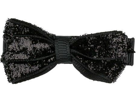 Bow s by Stær Classic Bow - Black Glitter - 4.5 cm For Cheap