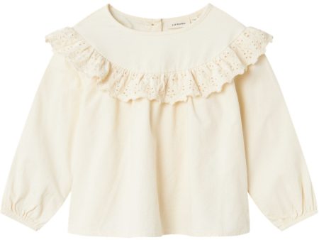 Lil Atelier Turtledove Saku Loose Embroidery Blouse Supply