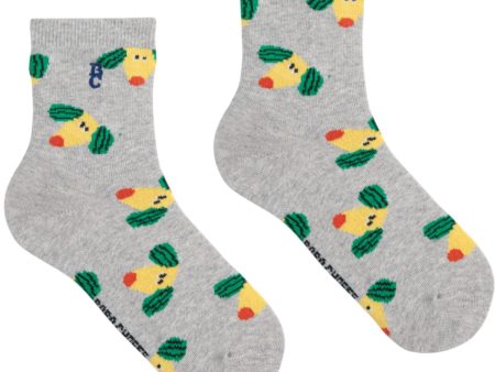 Bobo Choses Heather Grey Happy Dog All Over Short Socks Online Hot Sale