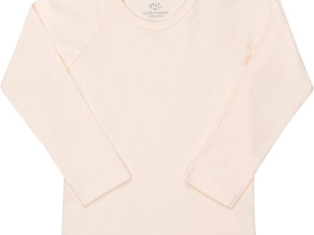 COPENHAGEN COLORS Soft Pink Rib Jersey Classic Longsleeve Blouse Cheap