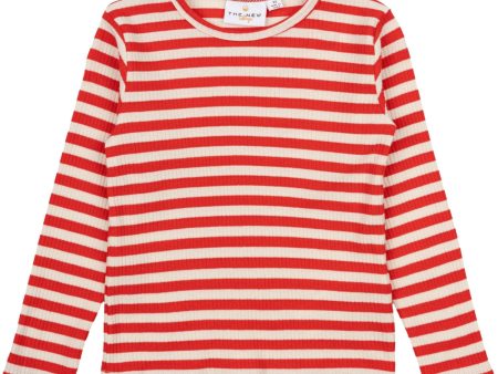 THE NEW Siblings Poppy Red Striped Fro Uni Rib Blouse For Sale