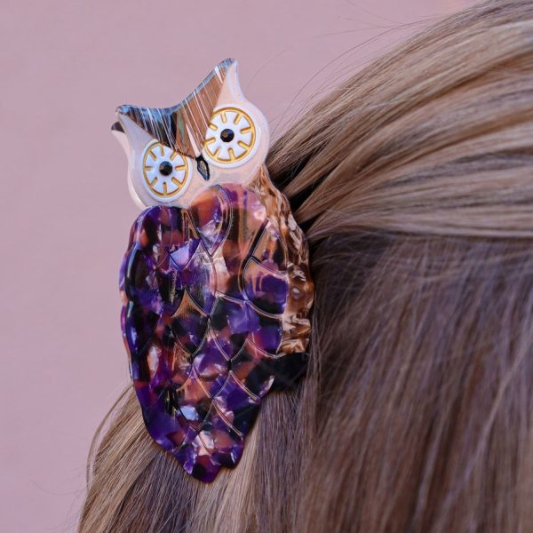 Bow s by Stær Owl Hair Clip - Purple Black For Cheap