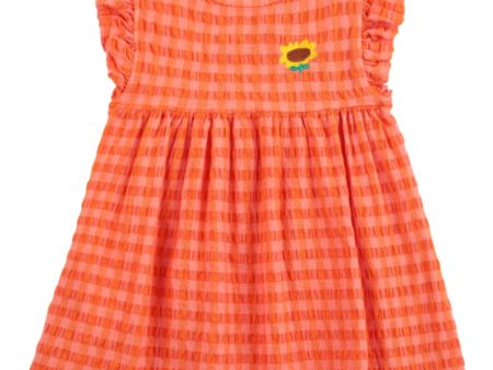 Bobo Choses Coral Pink Vichy Woven Dress Hot on Sale