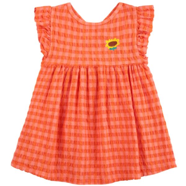 Bobo Choses Coral Pink Vichy Woven Dress Hot on Sale