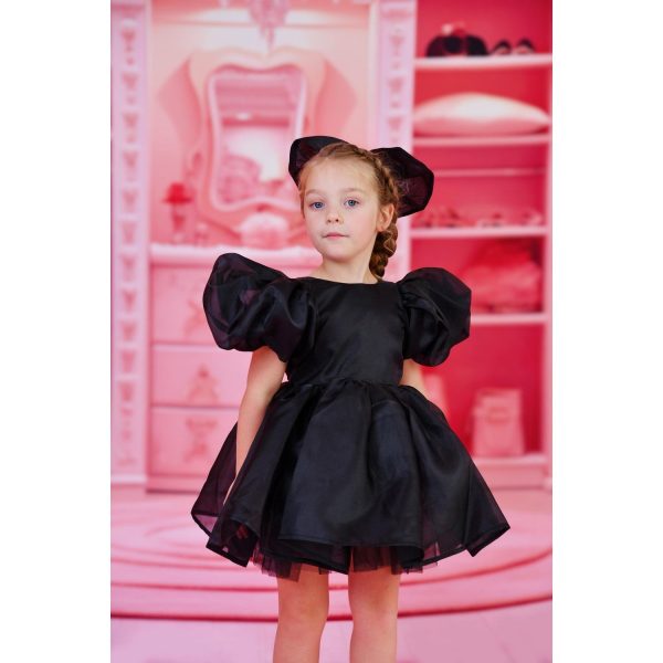 Dolly by Le Petit Tom Black Dolly World V-Back Puff Sleeve Organza Tutu Dress Fashion