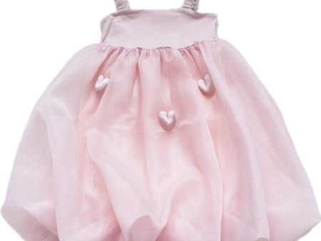 Dolly by Le Petit Tom DollyPink Dolly World Heart Balloon Organza Dress With Cotton Body Supply