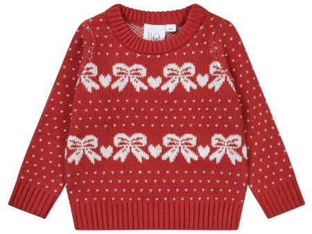 Flöss Red OffWhite Bow Noe Sweater For Discount