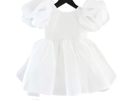 Dolly by Le Petit Tom White Dolly World V-Back Puff Sleeve Organza Tutu Dress Discount