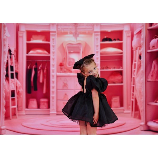 Dolly by Le Petit Tom Black Dolly World V-Back Puff Sleeve Organza Tutu Dress Fashion