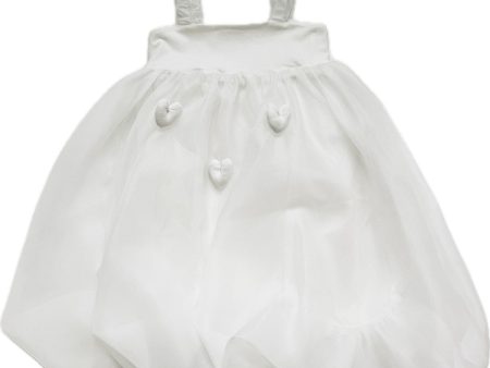 Dolly by Le Petit Tom White Dolly World Heart Balloon Organza Dress With Cotton Body Online