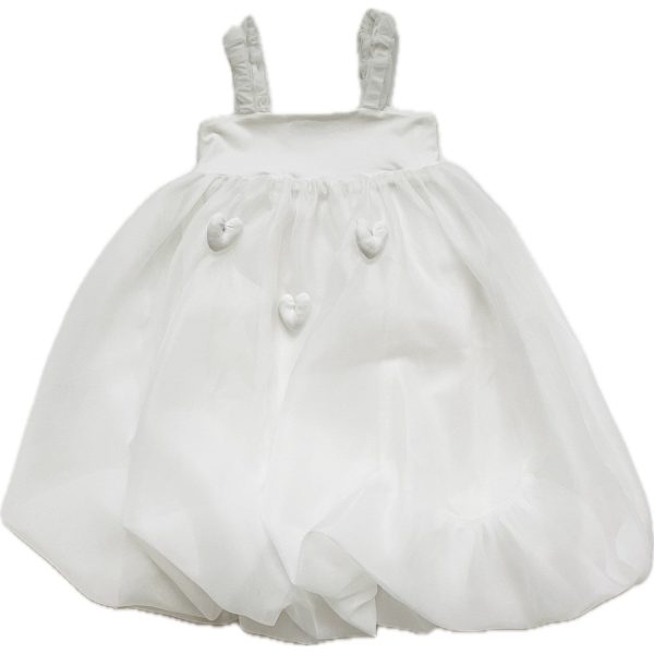 Dolly by Le Petit Tom White Dolly World Heart Balloon Organza Dress With Cotton Body Online